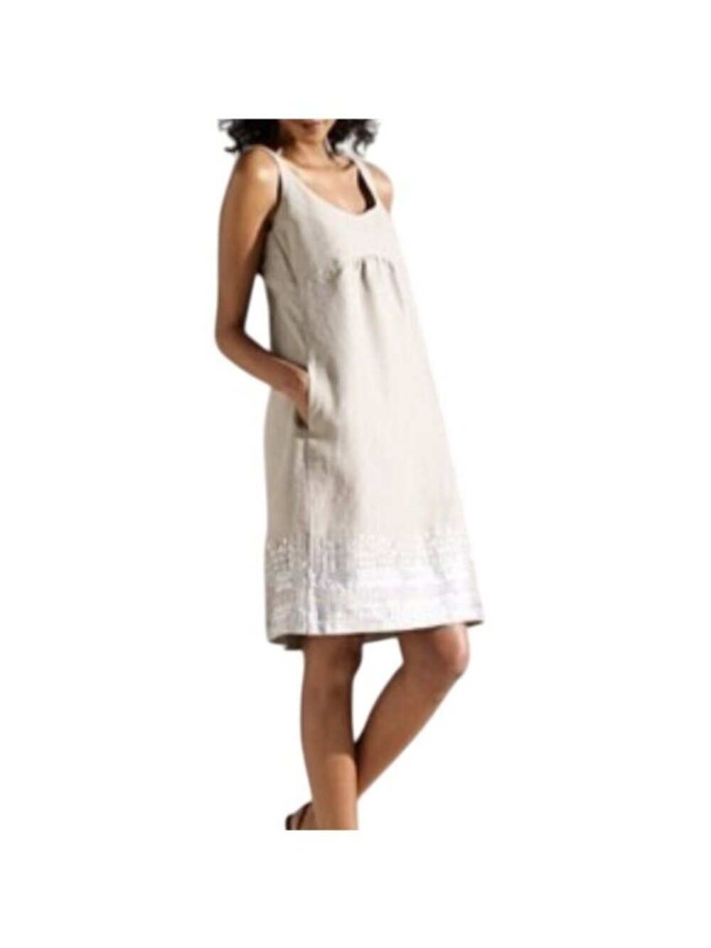 Eileen Fisher Organic Linen Gray Sequin Dress 8 - Picture 1 of 6